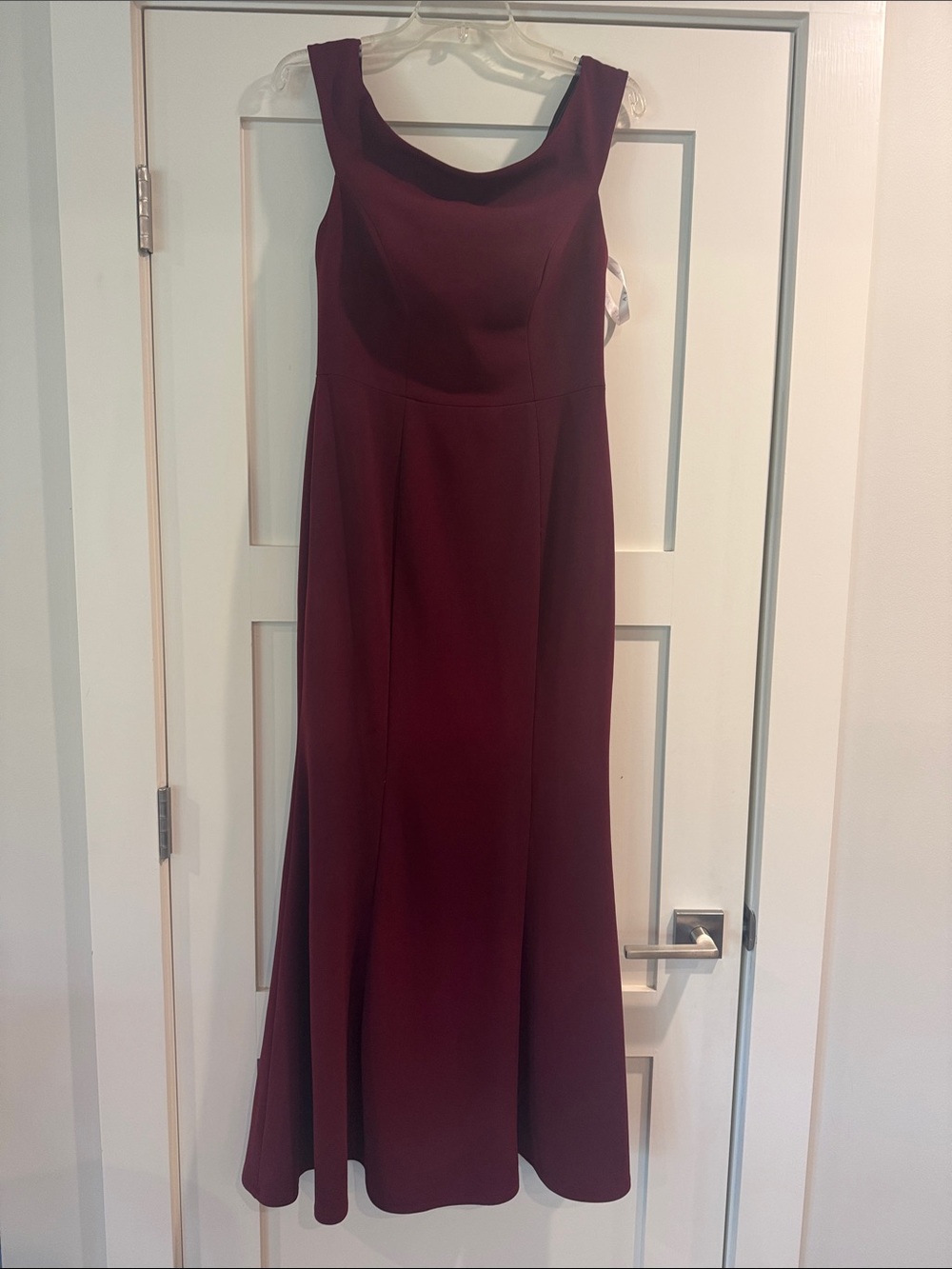 Azazie Nicolina Cabernet Stretch Crepe Mermaid Boatneck Dress